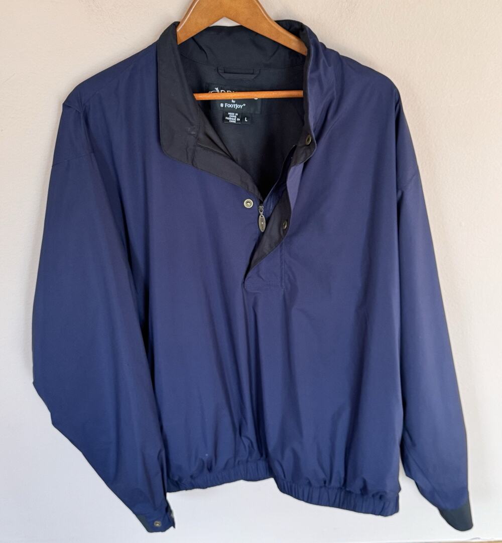 FOOTJOY Golf Jacket Men’s L Navy DryJoys FJ Fleece Pullover Lined Full Zip USA